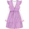 Women's Coralie V-Neck Ruffle Dress, Amethyst Ikat - Dresses - 1 - thumbnail