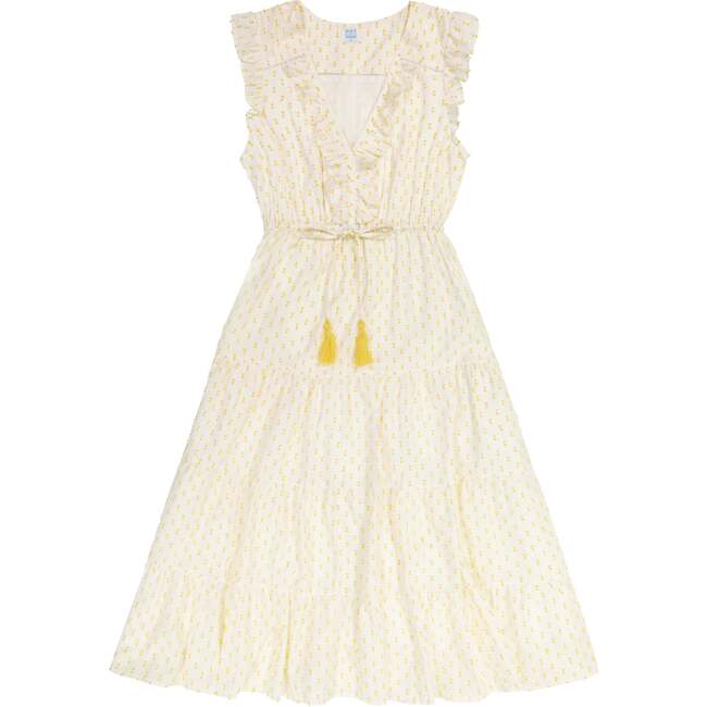 Women's Giselle V-Neck Maxi Dress, Gold Swiss Dot
