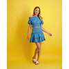 Women's Amelie Crop Top And Skirt, Turquoise Ikat - Mixed Apparel Set - 2