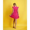 Women's Coralie V-Neck Ruffle Dress, Fuschia Ikat - Dresses - 4