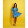 Women's Florence Mini Cocktail Dress, Turquoise Ikat - Dresses - 2