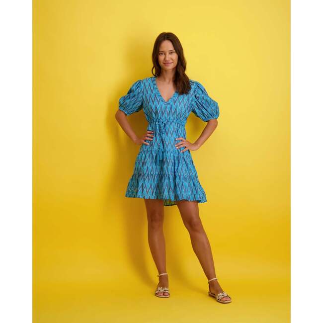 Women's Florence Mini Cocktail Dress, Turquoise Ikat - Dresses - 3