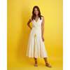 Women's Giselle V-Neck Maxi Dress, Gold Swiss Dot - Dresses - 3