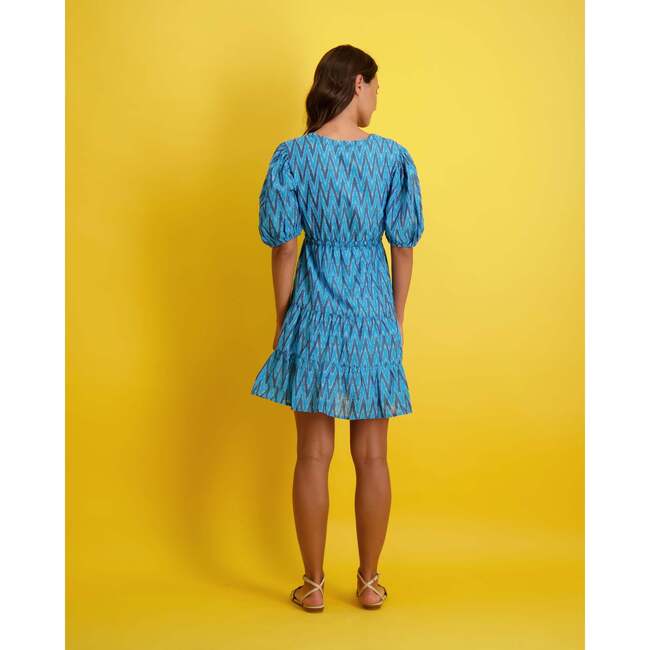 Women's Florence Mini Cocktail Dress, Turquoise Ikat - Dresses - 4