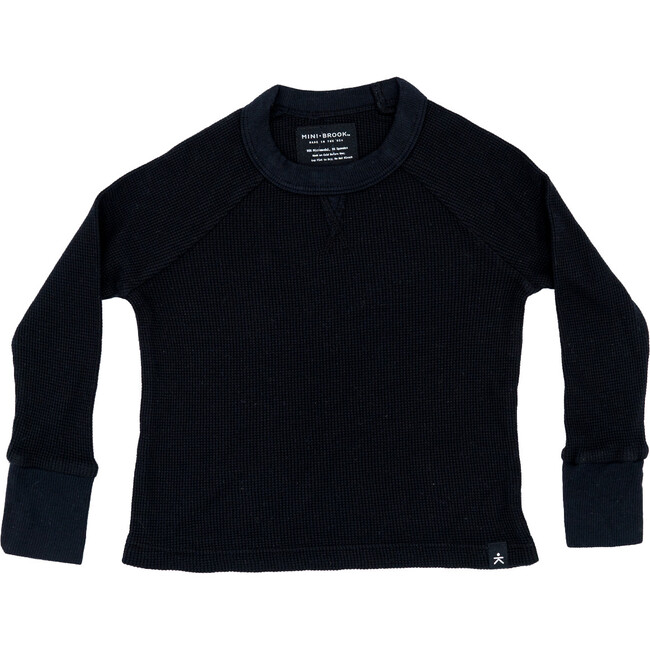 Thermal Long Sleeve Raglan Top, Black - Loungewear - 2