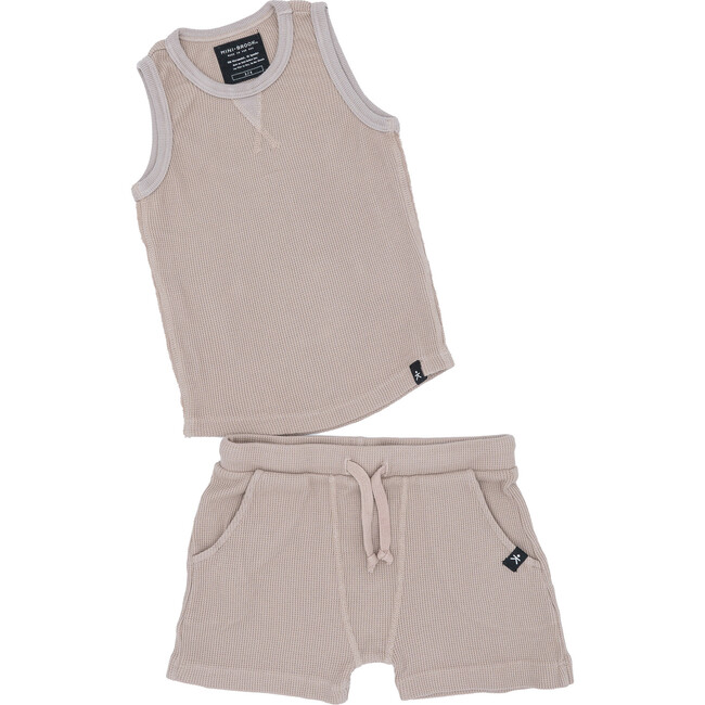 Thermal Lounge Short Functional Drawstring And Pockets, Taupe - Shorts - 3