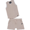 Thermal Lounge Short Functional Drawstring And Pockets, Taupe - Shorts - 3
