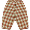 Checkerboard Elasticated Waist Cotton Trousers, Brick - Pants - 1 - thumbnail