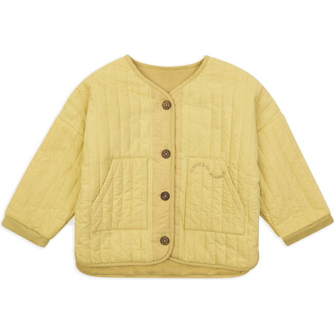 Quilted Full Sleeve Jacket, Ochre Yellow - Jackets - 1