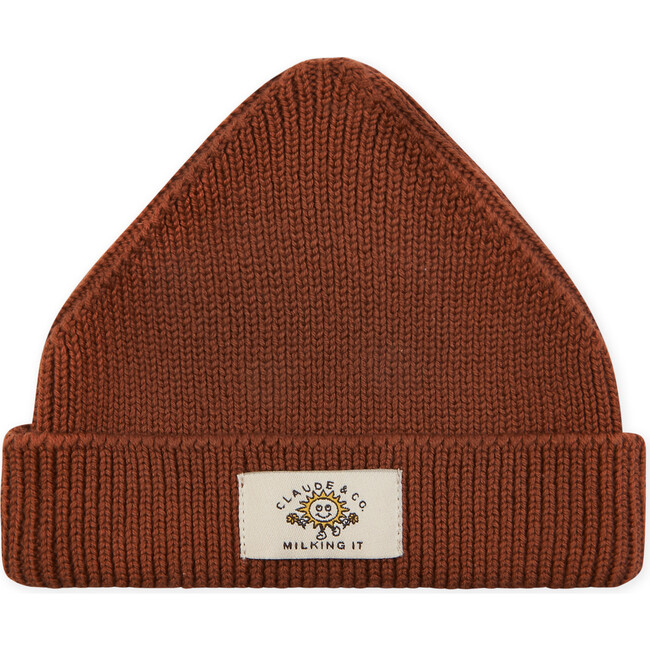 Fisherman Cotton Beanie Hat, Brick - Hats - 1