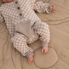 Check Full Sleeve Cotton Romper, Taupe - Onesies - 2