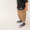 Checkerboard Elasticated Waist Cotton Trousers, Brick - Pants - 3