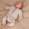 Check Full Sleeve Cotton Romper, Taupe - Onesies - 3