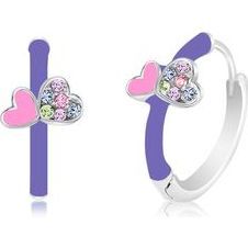 Heart Purple Multi Color Crystal Screwback Stud Earring