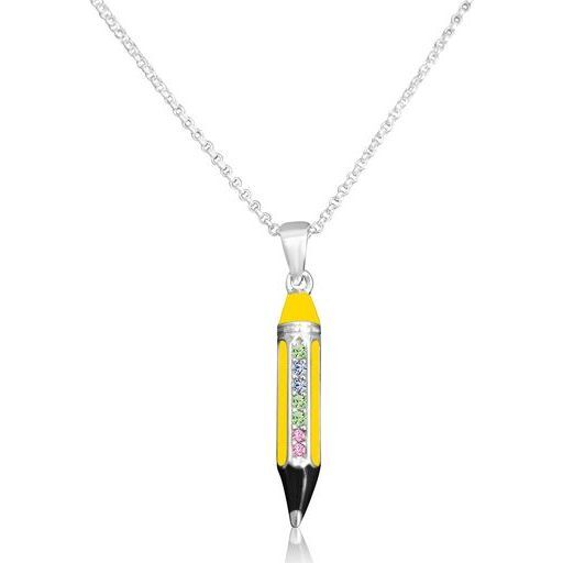 Yellow Pencil Crystal Pendant Necklace