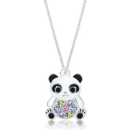 Panda Enamel Multi Color Crystal Pendant Necklace