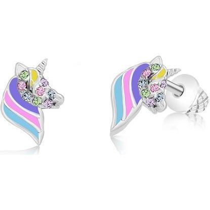Unicorn Multi Color Crystal Screwback Stud Earring