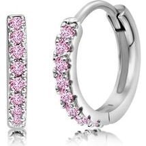 Round Pink Crystal Leverback Earring