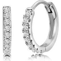Round White Crystal Leverback Earring - Earrings - 1