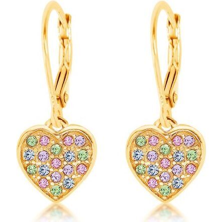 Multi Color Crystal Heart Leverback Earring