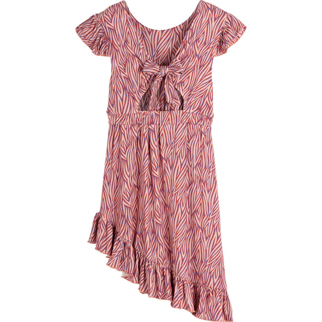 Estelle Asymmetrical Dress, Pink Multi Leaves - Dresses - 3