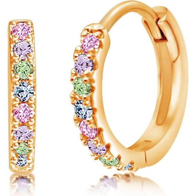 Round Multi Color Crystal Leverback Earring