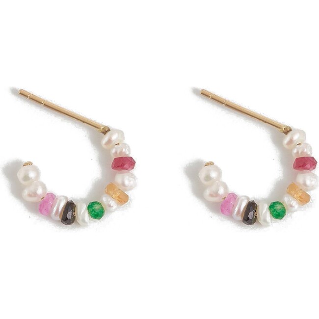 Rainbow Pearl Huggies - Earrings - 1