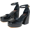Women's Fran Leather Platform With Ankle Strap, Black - Sandals - 1 - thumbnail