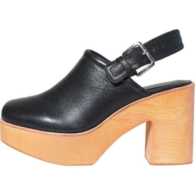 Women's Bonnie Leather Slingback Clog, Black - Slip Ons - 1