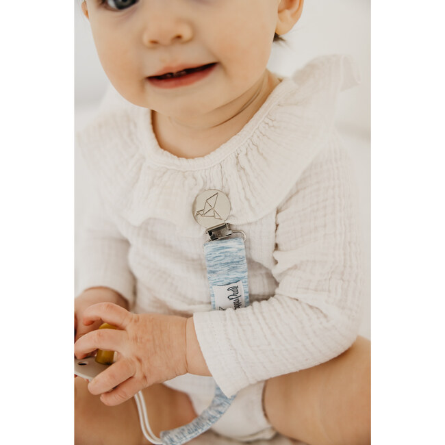 Lennon Binky Clips With Knit Strap, Blue and Grey (Pack of 3) - Pacifiers - 3