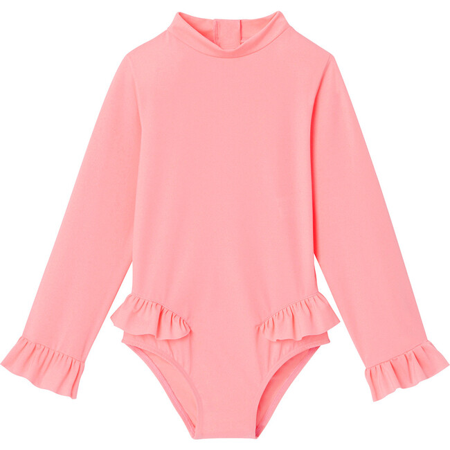 Bora Bora UPF50+ Long Sleeve Swimsuit, Neon Pink - One Pieces - 1
