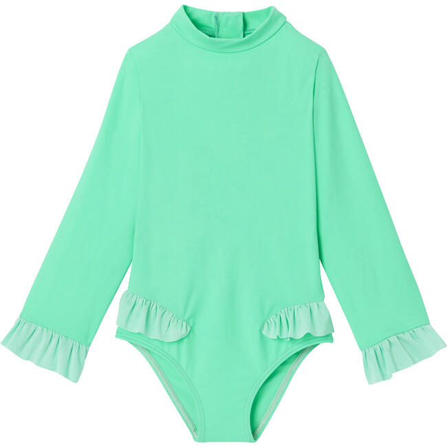 Bora Bora UPF50+ Long Sleeve Swimsuit, Mint Green - One Pieces - 1