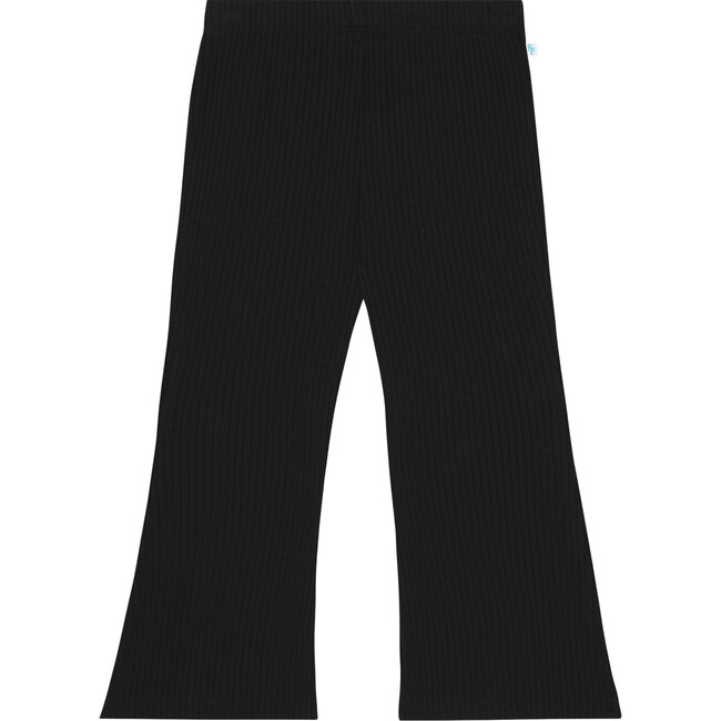 Solid Ribbed Bell Bottoms, Black - Pants - 1