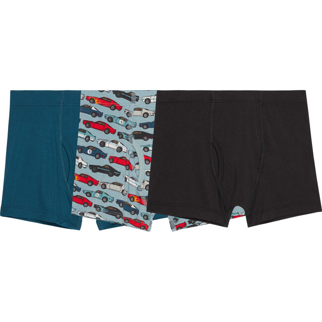 Miles Ribbed Boxer Brief Set, Blue (Pack of 3)
