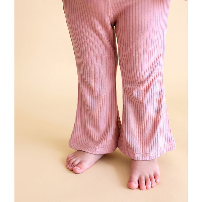 Solid Ribbed Bell Bottoms, Dusty Rose