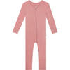 Solid Ribbed Ruffled One-Piece Zippered Footie, Dusty Rose - Bodysuits - 1 - thumbnail