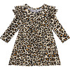 Lana Leopard Three-Fourth Sleeve Flutter Dress, Beige - Dresses - 1 - thumbnail