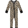 Lana Leopard Convertible One-Piece Zipper Footie, Beige - Bodysuits - 1 - thumbnail
