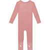 Solid Ribbed Ruffled One-Piece Zippered Footie, Dusty Rose - Bodysuits - 3 - thumbnail