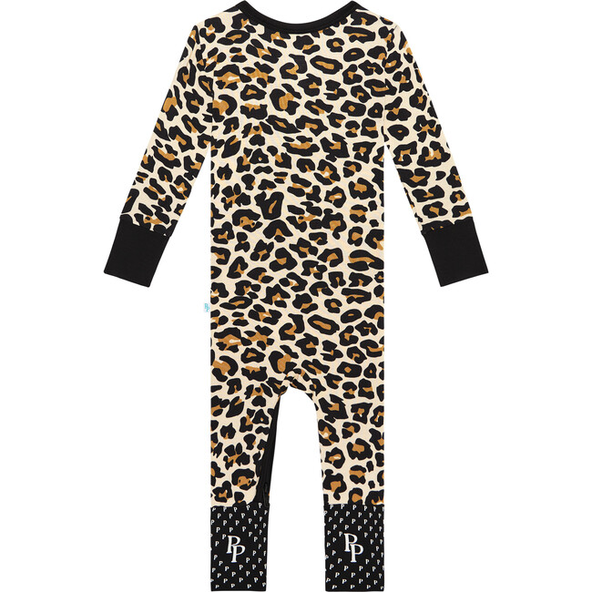 Lana Leopard Convertible One-Piece Zipper Footie, Beige - Footie Pajamas - 3