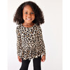 Lana Leopard Long Sleeve Basic Peplum Top, Beige - Shirts - 3