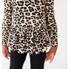 Lana Leopard Long Sleeve Basic Peplum Top, Beige - Shirts - 4