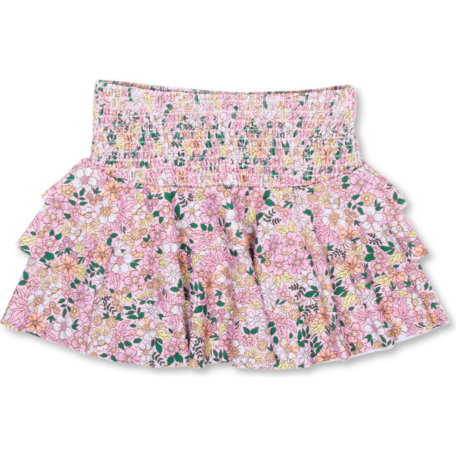 Skirt Smocked Ruffle, Pink Ditsy Floral - Cover-Ups - 1