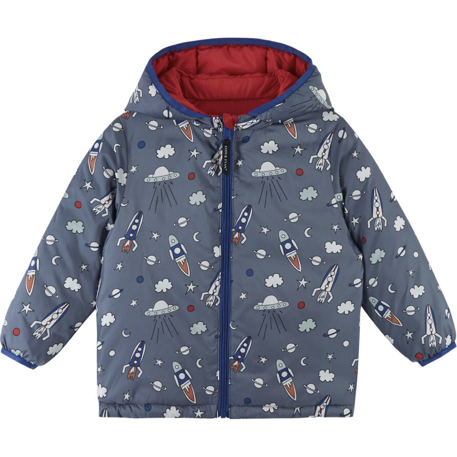 Infant Reversible Space Ship Doodles Puffer Coat - Jackets - 1