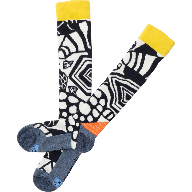 Spiro Merino Ski Socks, True Navy And Super Lemon