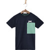 Pluto Merino Pocket T-Shirt, True Navy And Northern Lights - T-Shirts - 1 - thumbnail