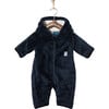 Mou High Loft Fleece Baby Overall, True Navy - Bunting - 1 - thumbnail