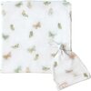 Bamboo Muslin Swaddle Blanket & Topknot Set, Butterflies - Swaddles - 1 - thumbnail