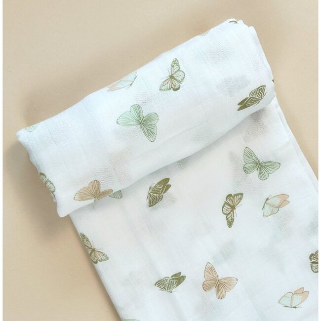 Bamboo Muslin Swaddle Blanket, Butterflies - Swaddles - 2