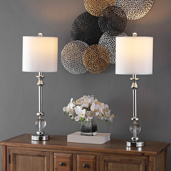 Erica Crystal Candlestick Lamps With USB Port, Set of 2 - Lighting - 2